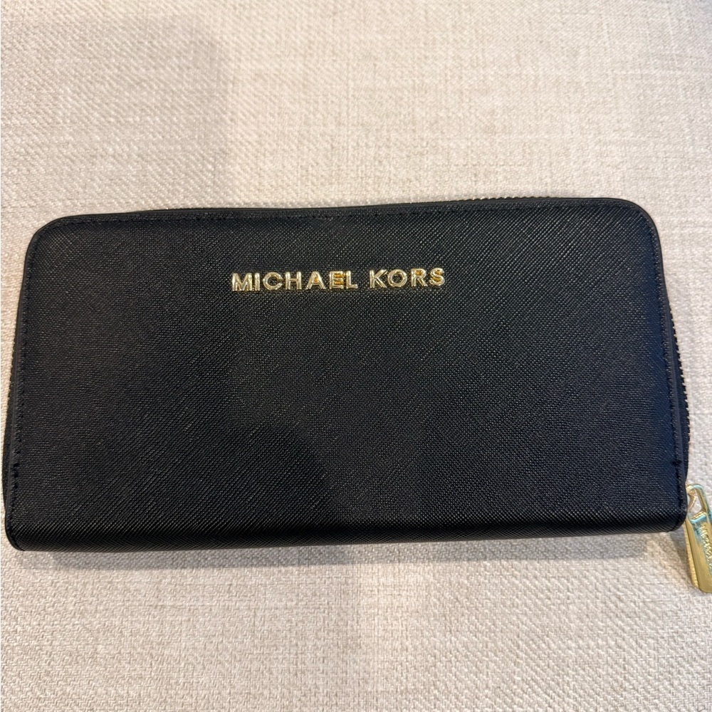 Michael Kors Black Zip-Around Wallet